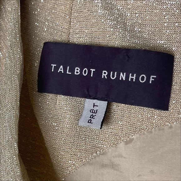 Talbot Runhof Doris Draped cape metallic sheer gold gown size 2 - Picture 8 of 11